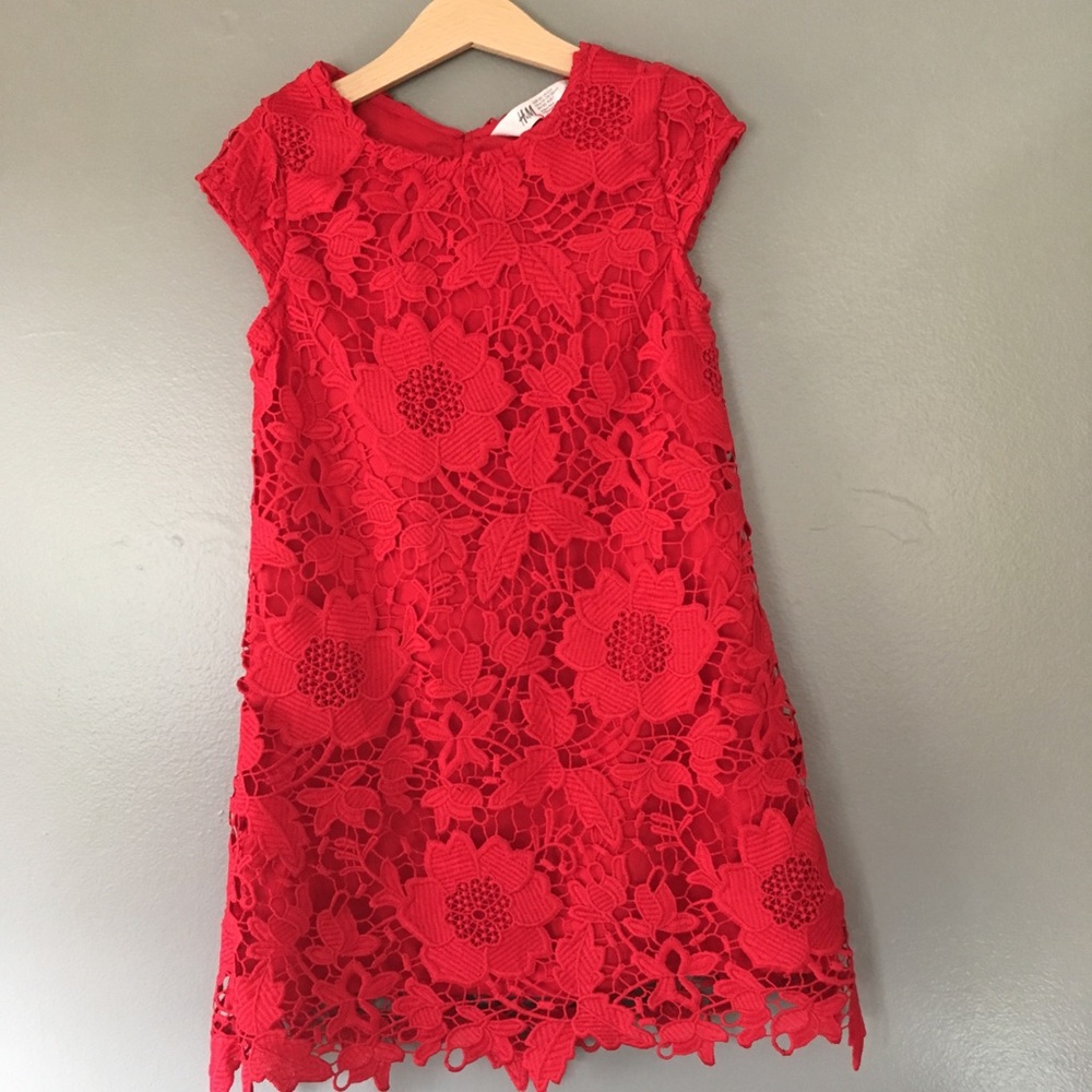 Girls Holiday Red Lace Dress
